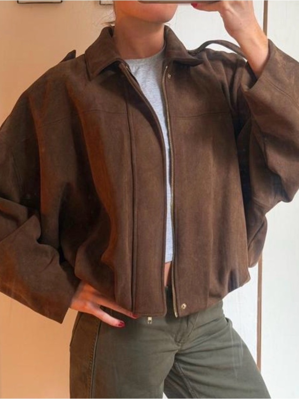 Zara dark brown suede jacket